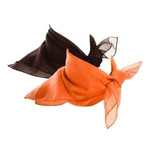 50s Style Sheer Chiffon Square Scarves Set 1 Orange and 1 Brown Scarf - Hey Viv